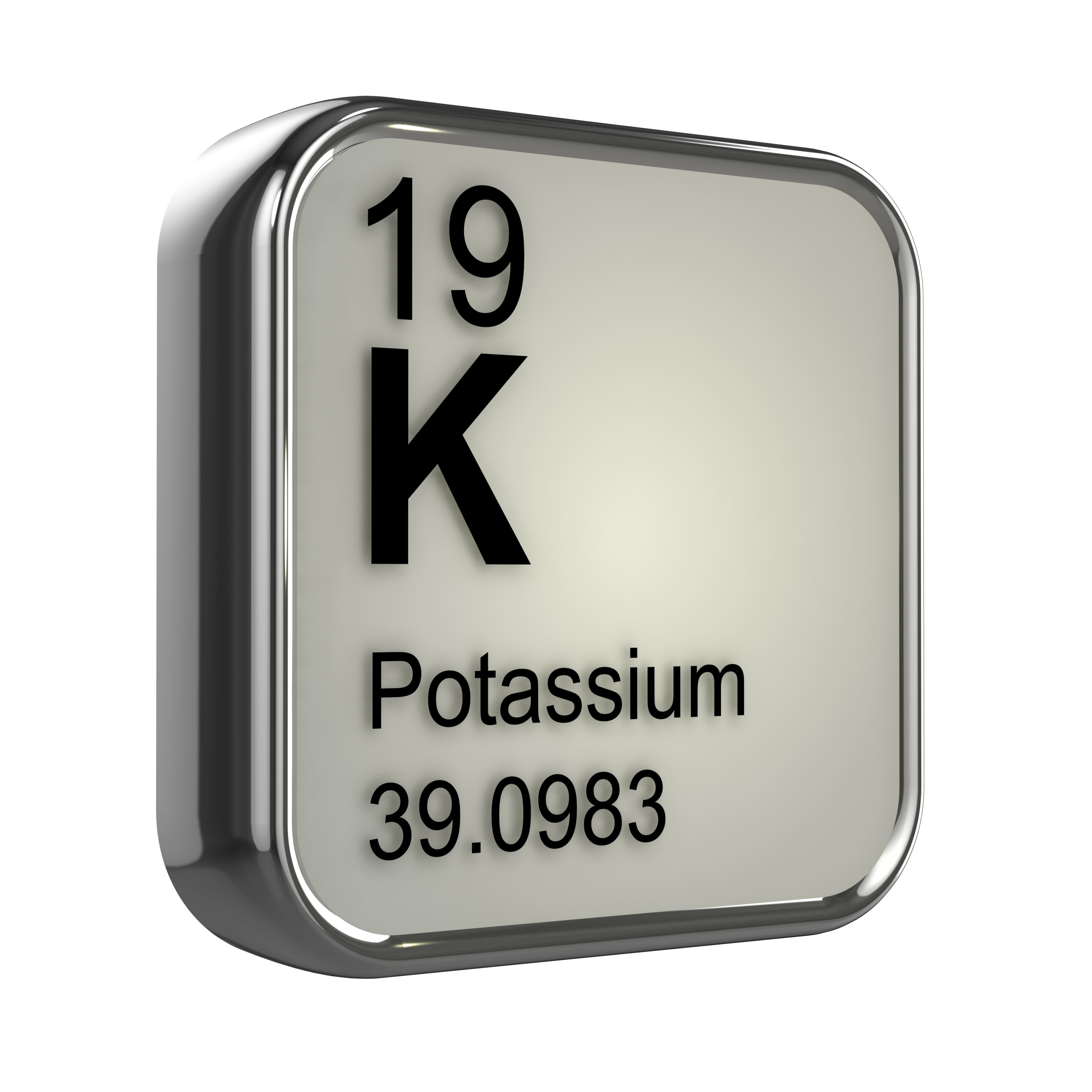 3d render of the potassium element from the periodic table