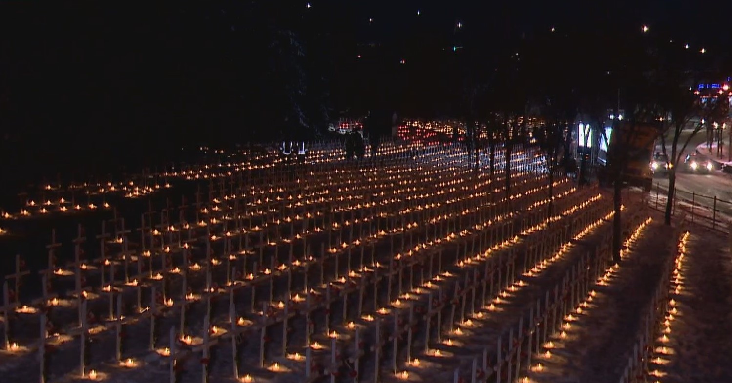 Calgary's Field of Crosses illuminated by thousands of candles ...