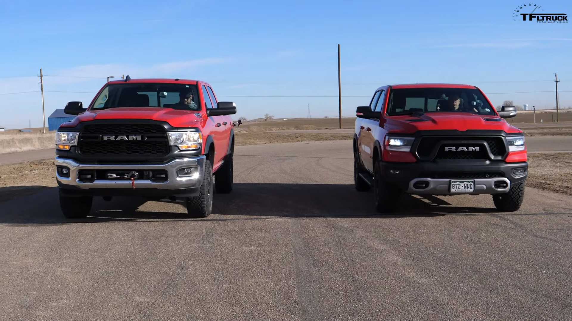 Ram 1500 Rebel Races 2500 Power Wagon In Hemi Drag Race Battle