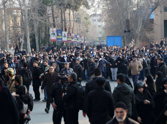 Slide 2 of 50: People take part in an anti-government protest organised by University of Tehran held after Iran's announcement on unintentionally shooting down Ukrainian 737 plane in Tehran, leaving all passengers, crew members dead, on January 14, 2020 in Tehran, Iran.