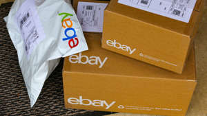 a close up of a box: ebay delivery boxes