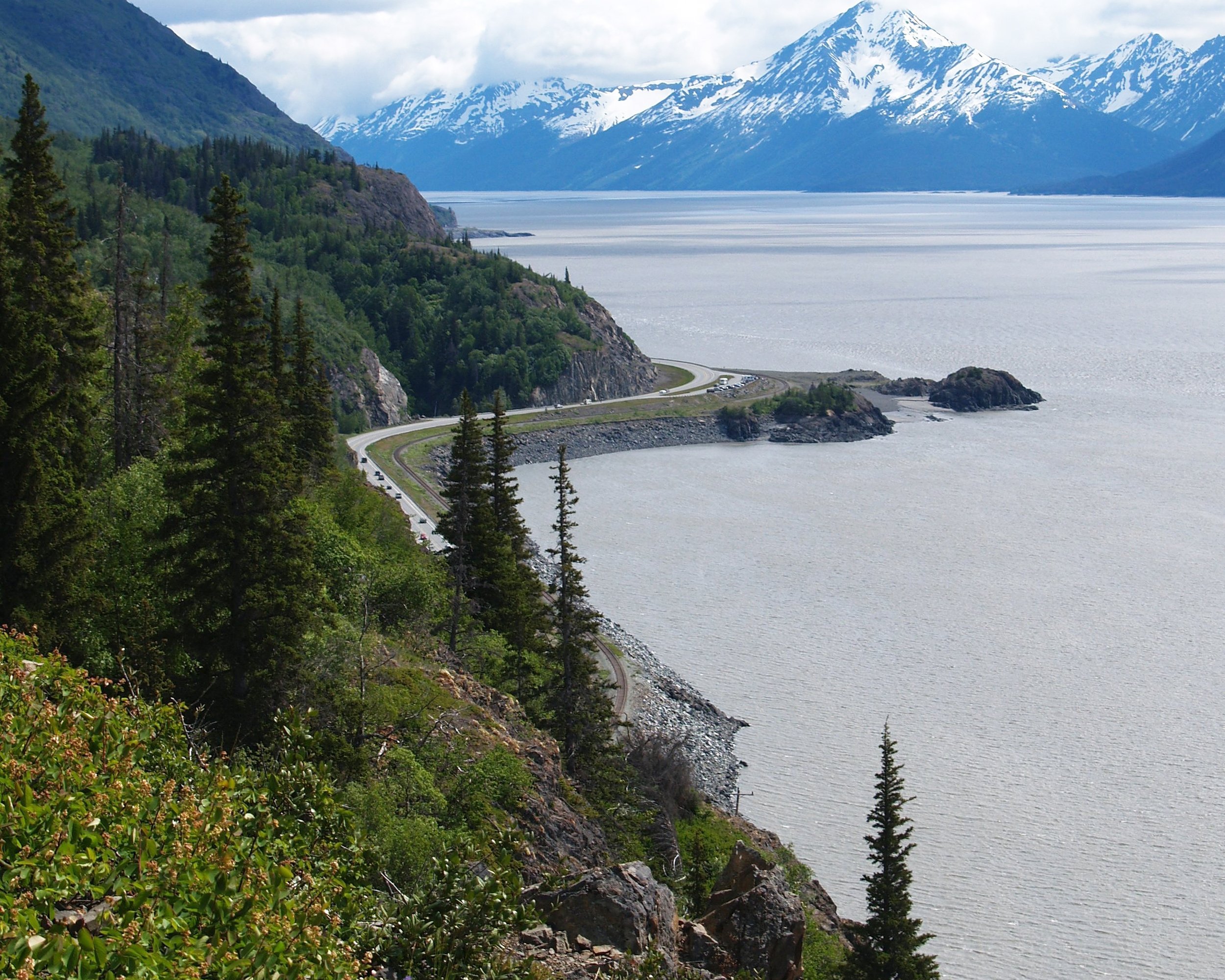 <p>Between the harbor town of Seward and the port town of Anchorage, the <a href="http://www.alaska.org/guide/seward-highway">Seward Highway</a> spans 127 miles of mostly unspoiled wilderness. Pull over for salmon viewing at Moose Creek (a good summertime activity) or gaze at Kenai Lake, a zigzag-shaped body of water in Chugach National Forest famous for its scenery.</p>