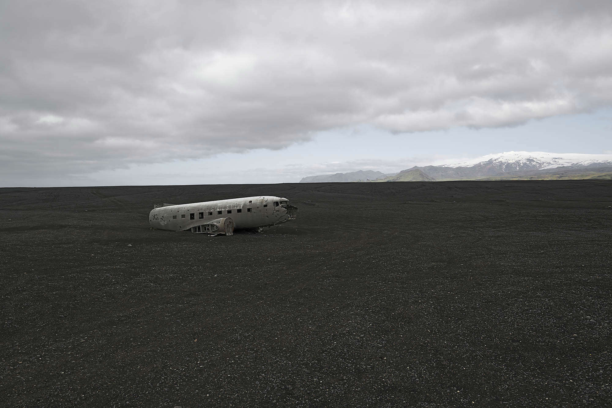 Slide 8 of 28: Turbulent weather led to the crash of this US Navy plane in Vik, Iceland.