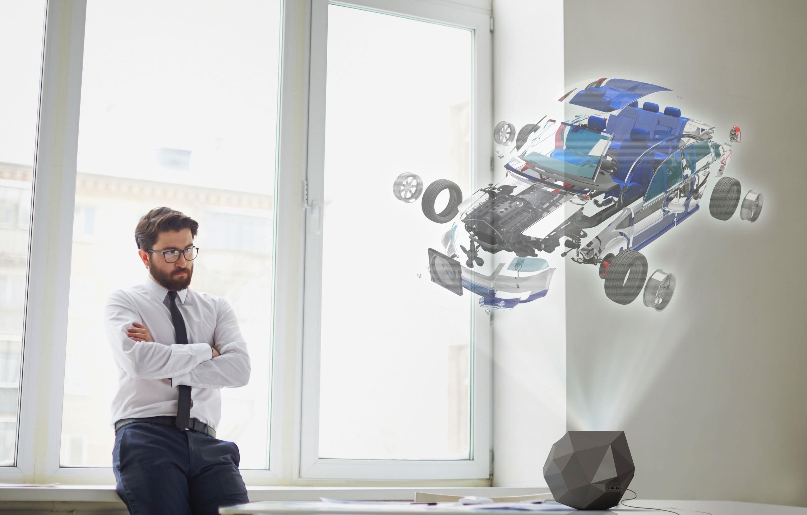 US-based company Bleen Inc. has developed a gadget that projects holographic 3D images that can be as a TV, a design aid, a games machine, an exercise tool, or for presentations.