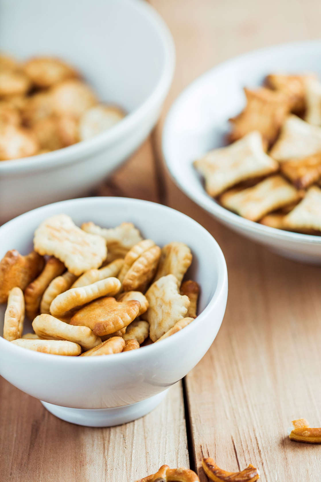 Snacks on wooden table