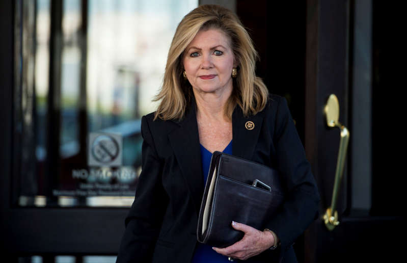 Rep. Marsha Blackburn, R-Tenn., leaves the House Republican Conference meeting at the Capitol Hill Club on Nov. 3, 2015.