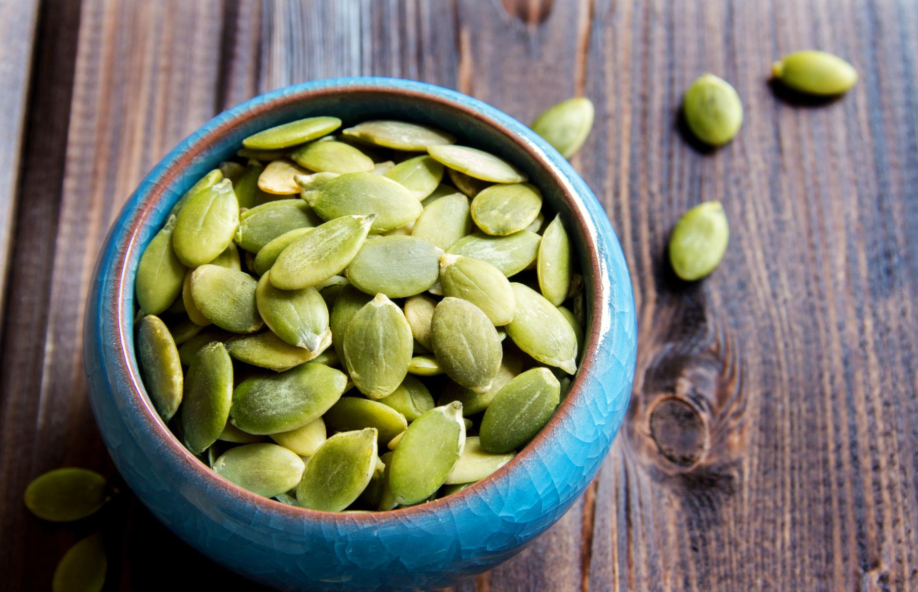 Slide 16 of 26: Just a handful of these little guys can significantly boost your memory skills. According to various studies zinc – of which pumpkin seeds are full of – is vital for enhancing memory and thinking skills. And as an added bonus pumpkin seeds also contain B vitamins and tryptophan.
