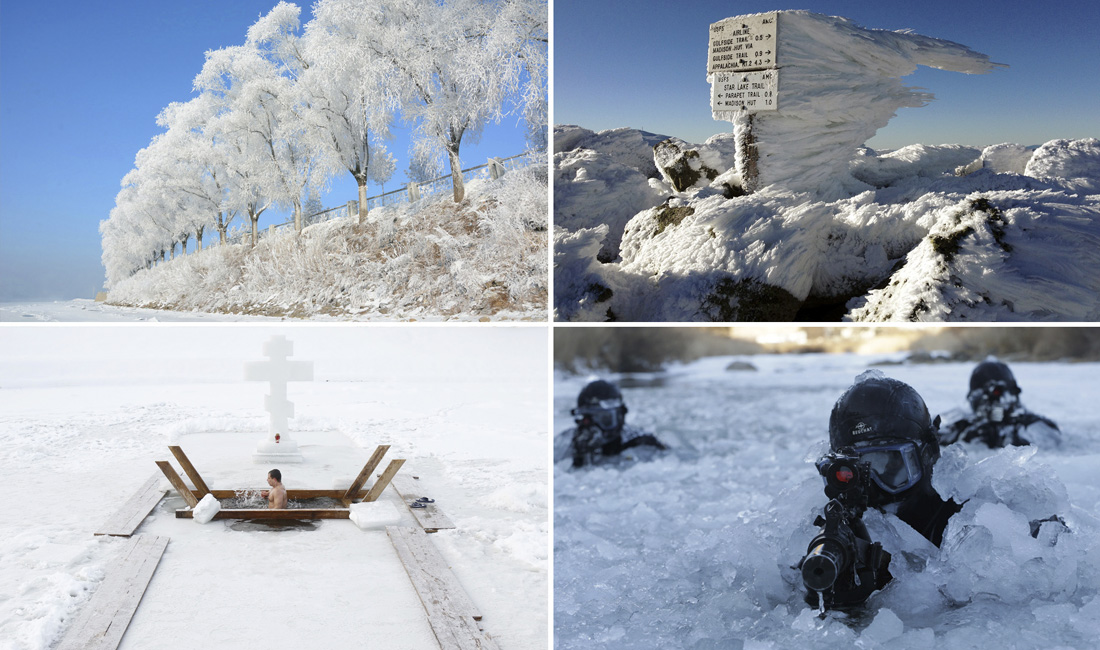 冬将軍到来中 雪と氷に覆われた白銀の世界
